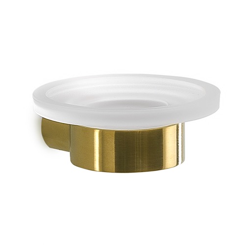 Wall Mount Frosted Glass Soap Dish With Matte Gold Mount Gedy PI11-88